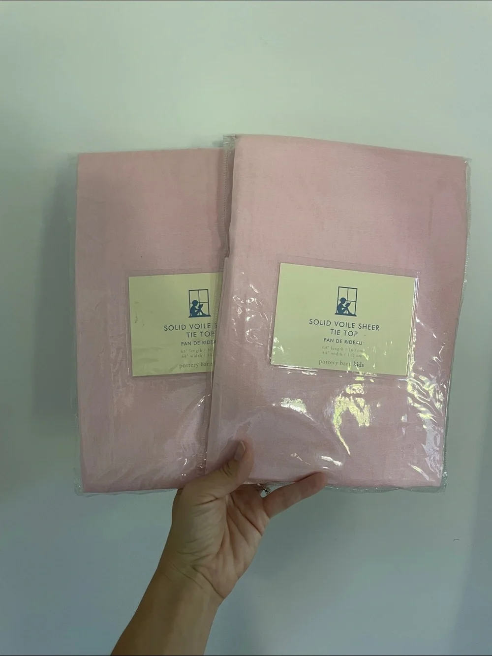Pottery Barn Kids Solid Voile Sheer Tie Top Panel - Light Pink